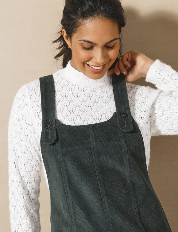 Robe chasuble évasée, velours côtelé (vert foncé) Robe chasuble évasée, velours côtelé (vert foncé)